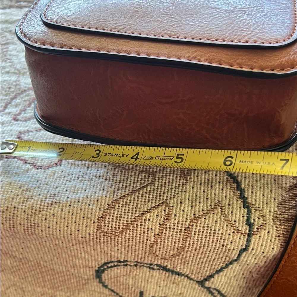 #1024+ “30X7”Brown Leather Crossbody Bag with Turquoise Accent - Picture 6 of 16